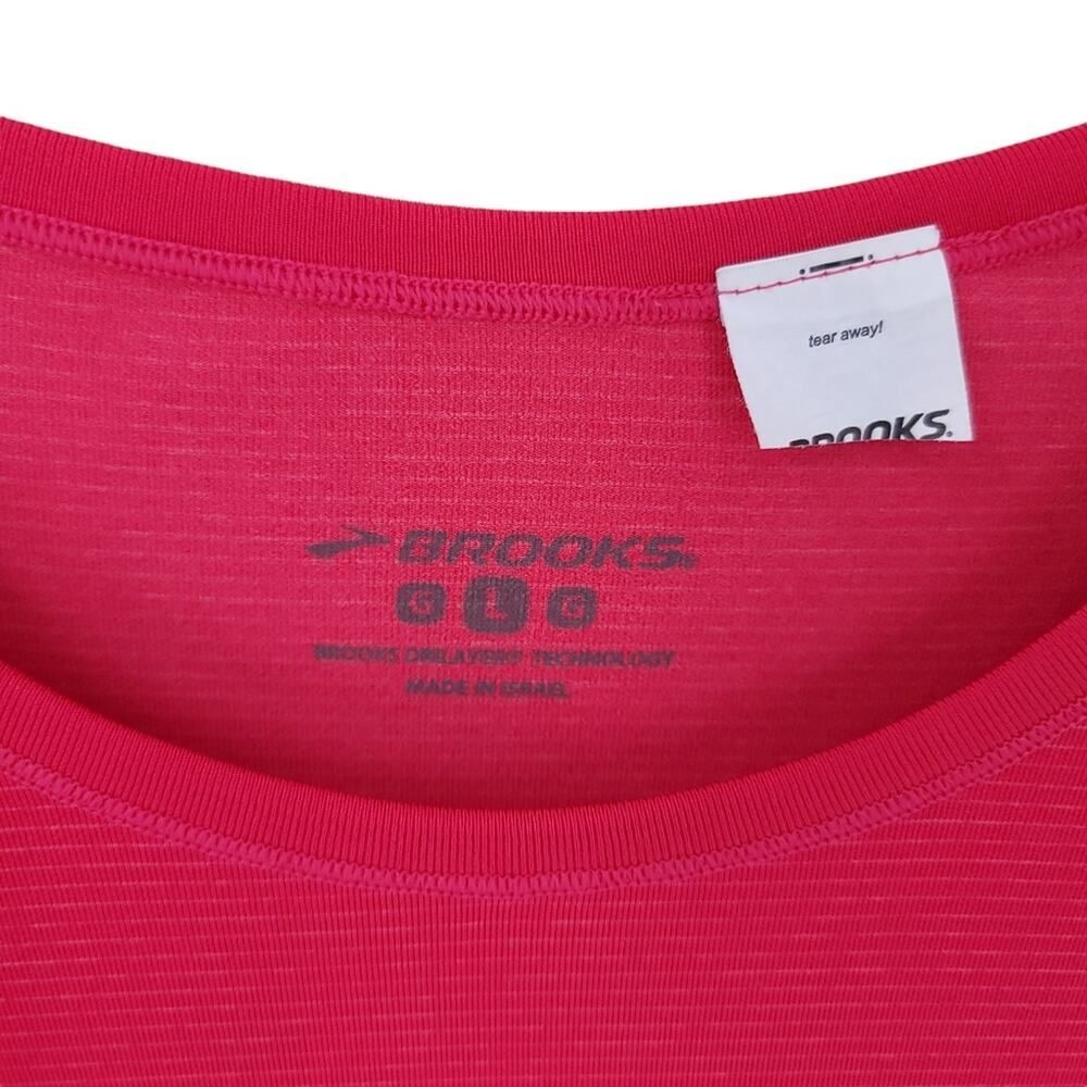 Brooks Pink Ribbed Running Top LG - Picture 8 of 13